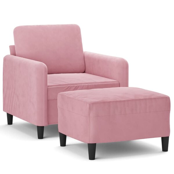 vidaXL Fauteuil avec repose-pied Rose 60 cm Velours