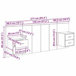 vidaXL Tête de lit avec armoire 3 Pièces Chêne noir Bois d'ingénierie