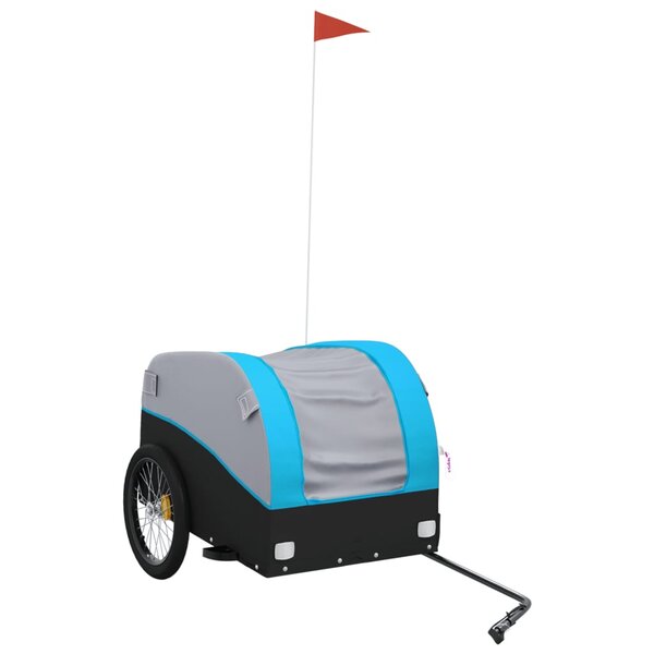 vidaXL Remorque pour vélo noir et bleu 45 kg fer