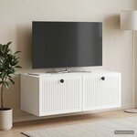 vidaXL Meuble TV mural Montage mural Blanc brillant 78 5 x 41 x 30 cm