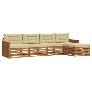 vidaXL Ensemble de canapés d'extérieur 5 pc Naturel et Beige