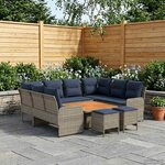 vidaXL Ensembles de meubles 8 Pièces Gris et bleu marine Rotin PE