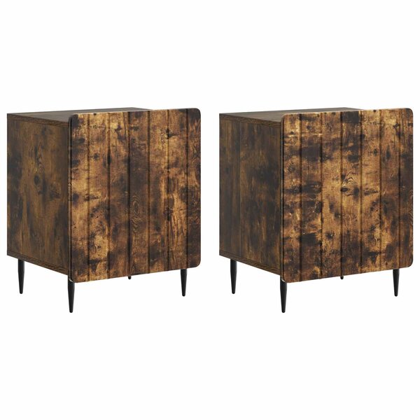 vidaXL Cabinet de chevet 2 pièces Chêne fumé 43 x 34 5 x 52 cm