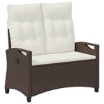 vidaXL Banc de jardin avec oreiller Marron et Crème 105 x 60 x 112 cm