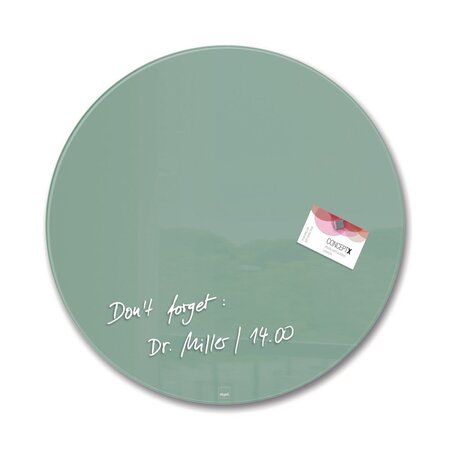 Artverum tableau magnétique design cercle, surface en verre trempé ultra-brillant - diamètre 40 cm - Vert