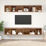 vidaXL Meuble TV mural Montage mural 4 Pièces Vieux bois Bois stratifié