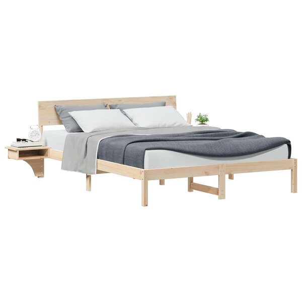 vidaXL Cadre de lit avec tête de lit Marron 150 x 200 cm Pin massif