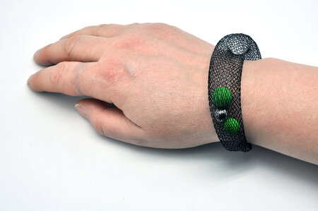 Bracelet Ciambella Grande - Résille et polymère vert pomme