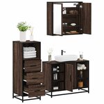 vidaXL Ensemble de meubles de salle de bain 3 Pièces Chêne marron