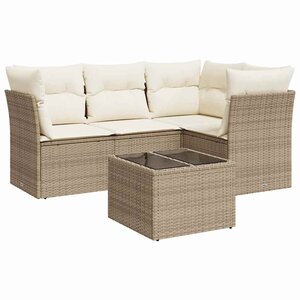 vidaXL Salon de jardin avec coussins 5 Pièces beige résine tressée