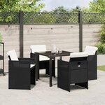 vidaXL Ensemble de salle à manger pour jardin 5 Pièces Noir Poly rotin