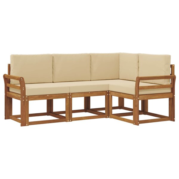 vidaXL Ensemble de canapés d'extérieur 4 Pièces Naturel et Beige