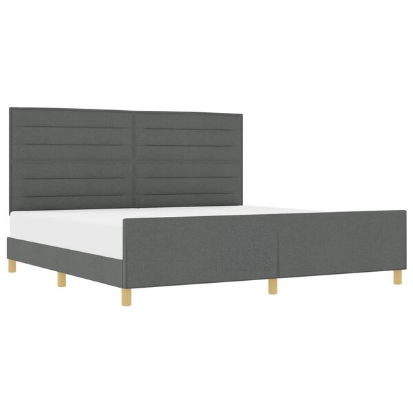 vidaXL Cadre de lit avec tête de lit Gris foncé 200 x 200 cm tissu