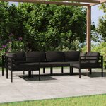 vidaXL Salon de jardin 6 Pièces avec coussins Aluminium Anthracite