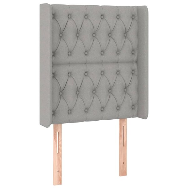 vidaXL Tête de lit avec oreilles Gris clair 83x16x118/128 cm Tissu