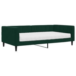 vidaXL Lit de jour avec matelas vert foncé 100x200 cm velours