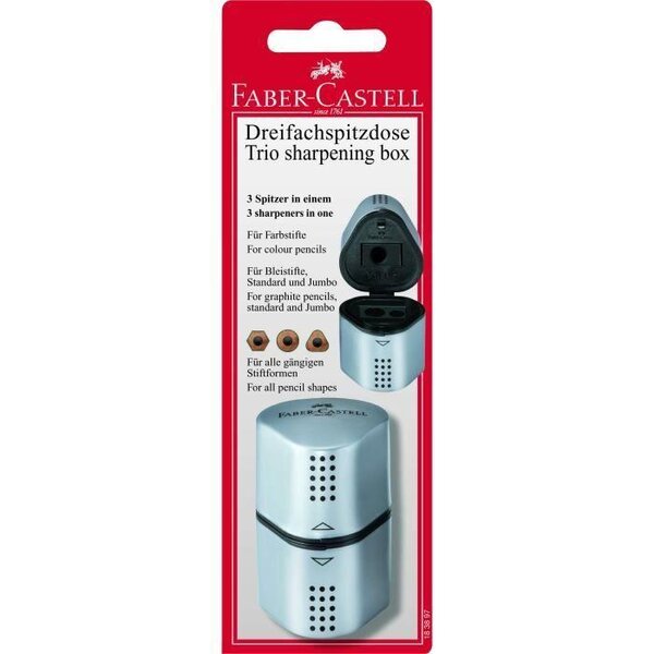 Taille-crayons 3 trous Grip 2001 Argent FABER-CASTELL