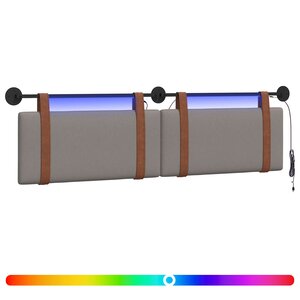 vidaXL Tête de lit suspendue Avec lumière LED Taupe PU antique