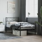 vidaXL Cadre de lit métal sans matelas avec pied de lit noir 90x200 cm