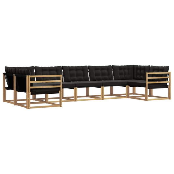 vidaXL Ensemble de canapés d'extérieur 7 pc Blanc et noir