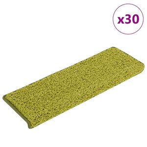 vidaXL Tapis d'escalier 30 pièces 65 x 21 x 4 cm Vert Bordure rectangulaire
