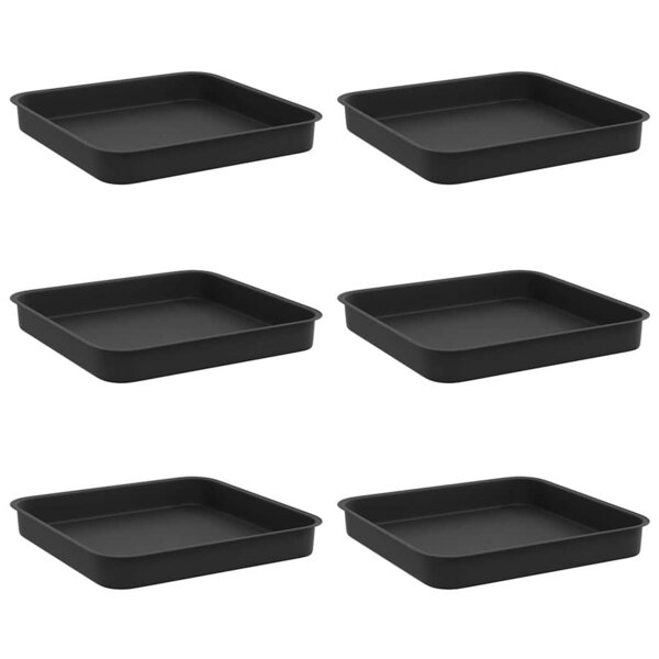 vidaXL Plateau carré à fleurs 6 Pièces Noir 15 x 15 x 2 cm Plastique
