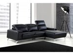 Canapé d'angle cuir reconstitué et pvc "leicester" - 4 places - noir - angle droit