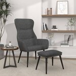 vidaXL Chaise de relaxation avec tabouret Gris foncé Tissu
