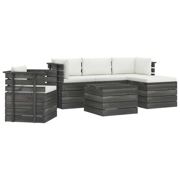 vidaXL Salon palette de jardin 6 Pièces avec coussins Bois de pin massif