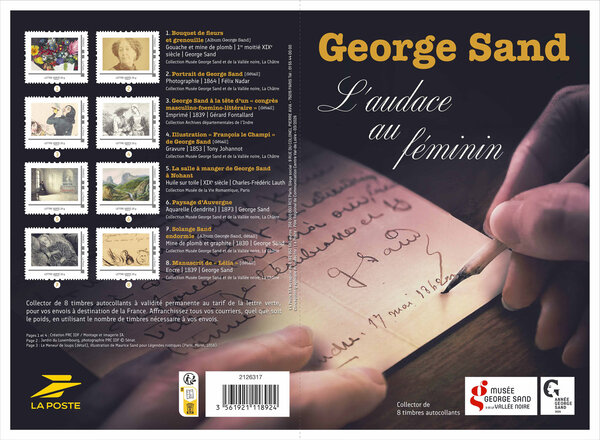 Collector 8 timbres - Georges Sand - L'audace au féminin - Lettre Verte
