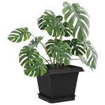 vidaXL Plateau carré à fleurs 24 pc Noir 15 x 15 x 2 cm Plastique