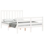 vidaXL Cadre de lit avec tête de lit blanc 140x190 cm bois massif
