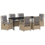 vidaXL Ensemble de salle à manger de jardin 7 pièces Beige Rattan Poly