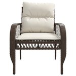 vidaXL Salon de jardin 4 Pièces avec coussins marron résine tressée