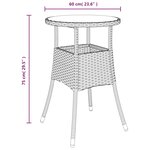 vidaXL Table de jardin Ø60x75 cm Verre trempé/résine tressée Beige