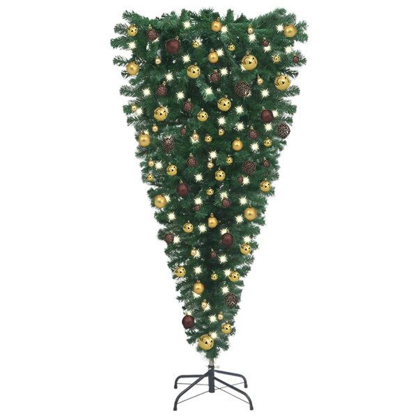 vidaXL Arbre de Noël artificiel renversé pré-éclairé et boules 240 cm
