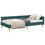 vidaXL Cadre de lit d'angle Vert foncé 100 x 200 cm tissu