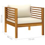 vidaXL Chaise de jardin avec coussins blanc crème Bois d'acacia massif