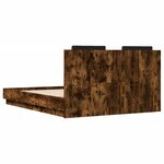 vidaXL Cadre de lit tête de lit et lumières LED chêne fumé 120x190 cm