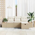 vidaXL Ensemble de canapé de jardin 4 Pièces Beige Poly rotin