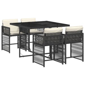 vidaXL Ensemble à manger de jardin coussins 5Pièces Noir Résine tressée