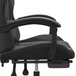vidaXL Chaise de jeu pivotante et repose-pied Noir et gris Similicuir