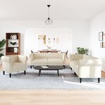 vidaXL Ensemble de canapés 3 Pièces crème tissu