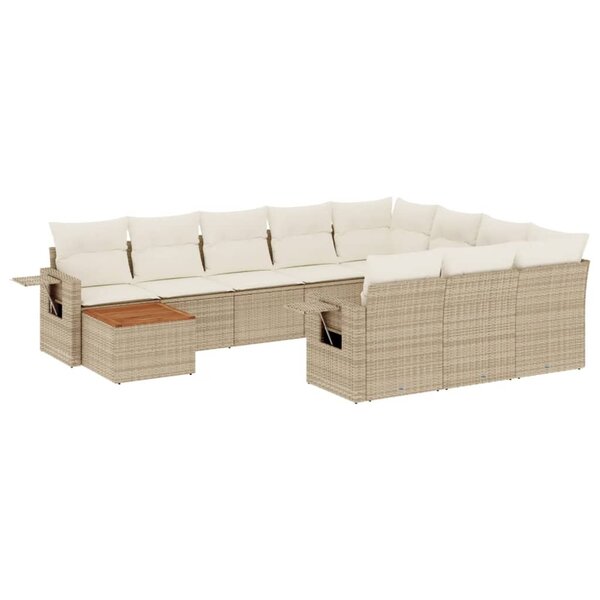 vidaXL Salon de jardin 11 Pièces avec coussins beige résine tressée