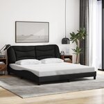 vidaXL Cadre de lit avec LED sans matelas Hvar noir 180x200 cm tissu