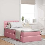 vidaXL Lit de Rangement avec matelas Rose 90 x 190 cm Velours