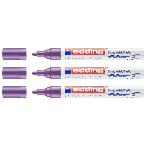 Marqueur Peinture Brillante 750 Violet Pointe Ronde 2-4 mm x 3 EDDING