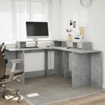 vidaXL Bureau et lumières LED gris béton 152x152x91cm bois ingénierie