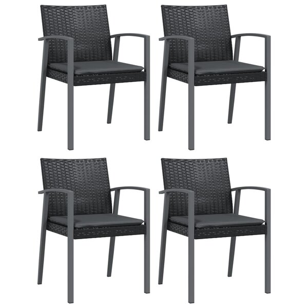 vidaXL Chaises de jardin et coussins lot de 4 noir 56 5x57x83 cm rotin