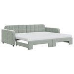 vidaXL Lit de jour avec gigogne et matelas gris clair 90x200cm velours